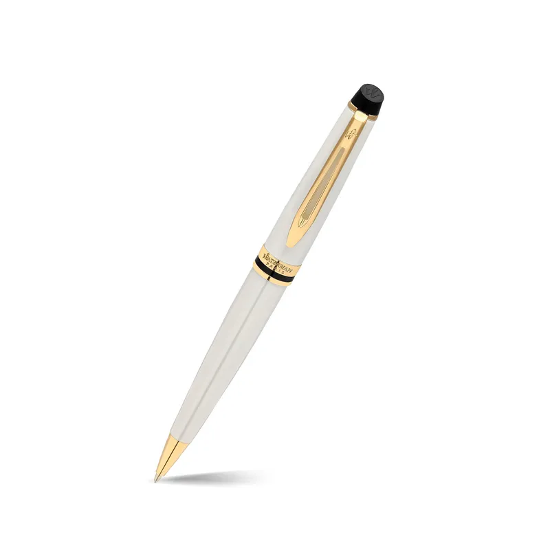 Waterman Expert Ivory White Gold Trim Ballpoint Pen