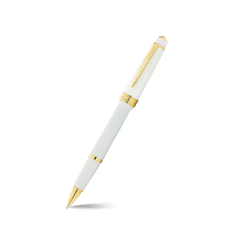 Cross Bailey Light White Resin Rollerball Pen with Gold Trims