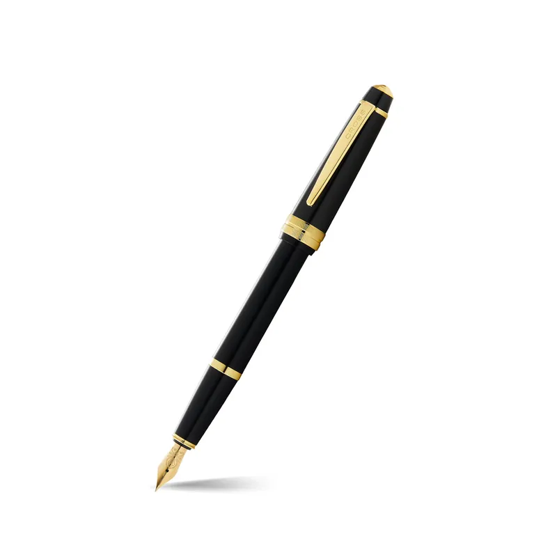 Cross Bailey Light Black Resin Fountain Pen with Gold Trims - Fine