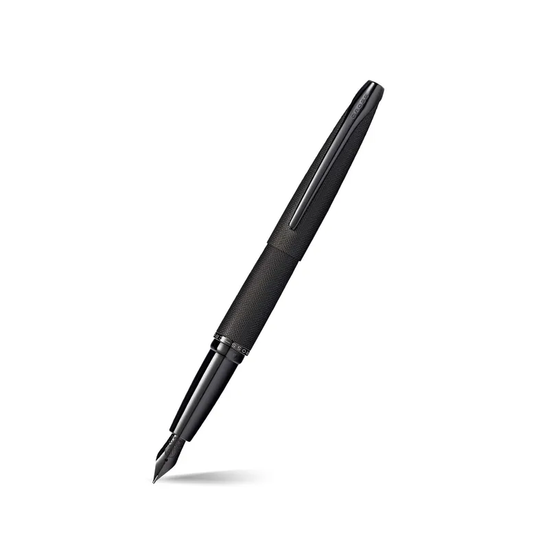 Cross ATX Brushed Black Fountain Pen with Black PVD Trims - Fine