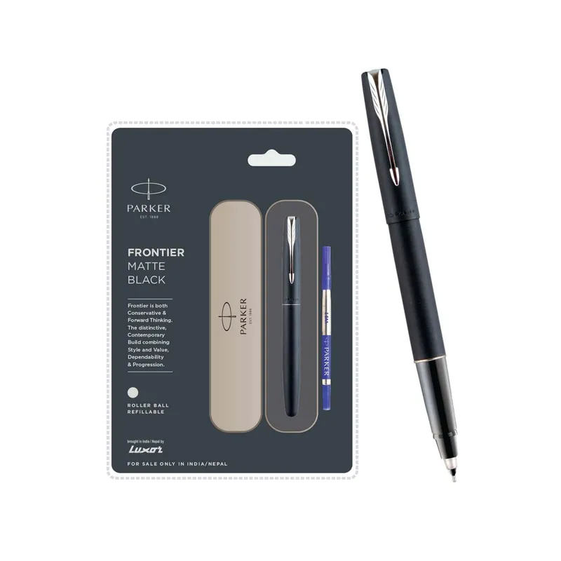 Parker Frontier Black Rollerball Pen With Chrome Trim
