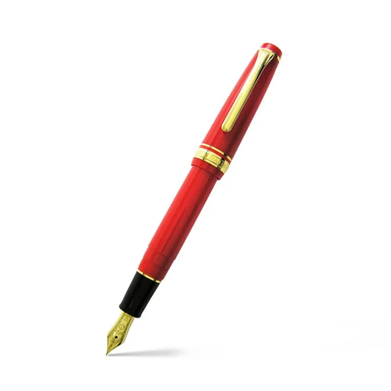 Sailor Professional Gear Slim Fountain Pen (14K Medium) Red with Gold Trims