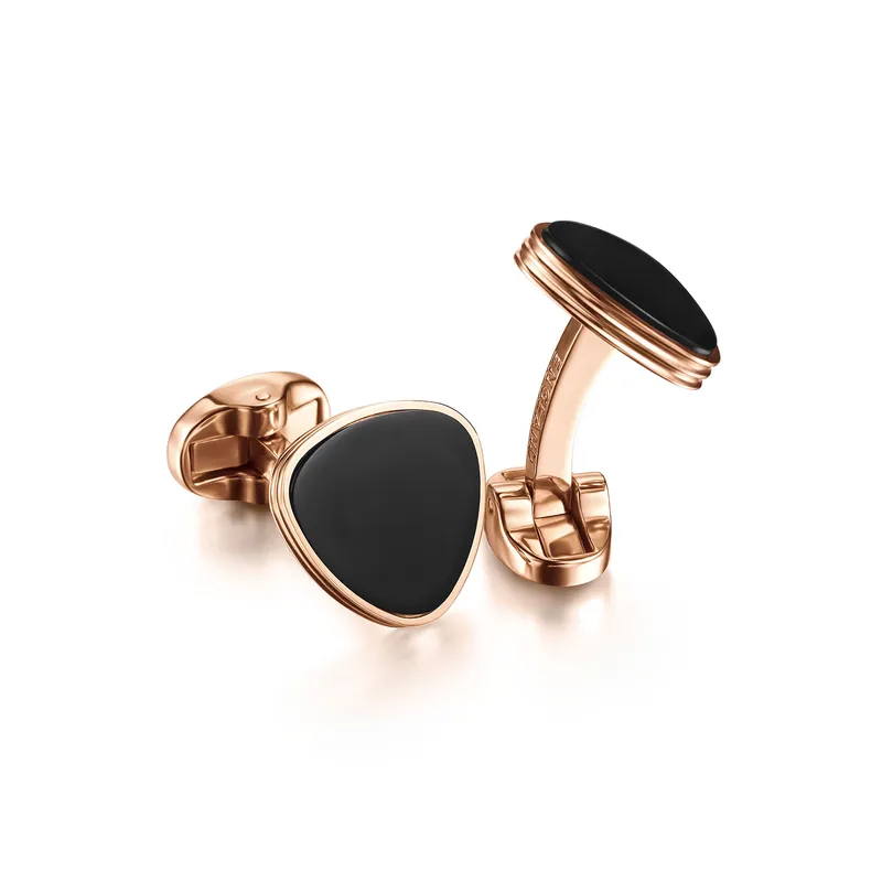 Avant Garde Preston Rose Gold plated Cufflinks with Black-Onyx Inset