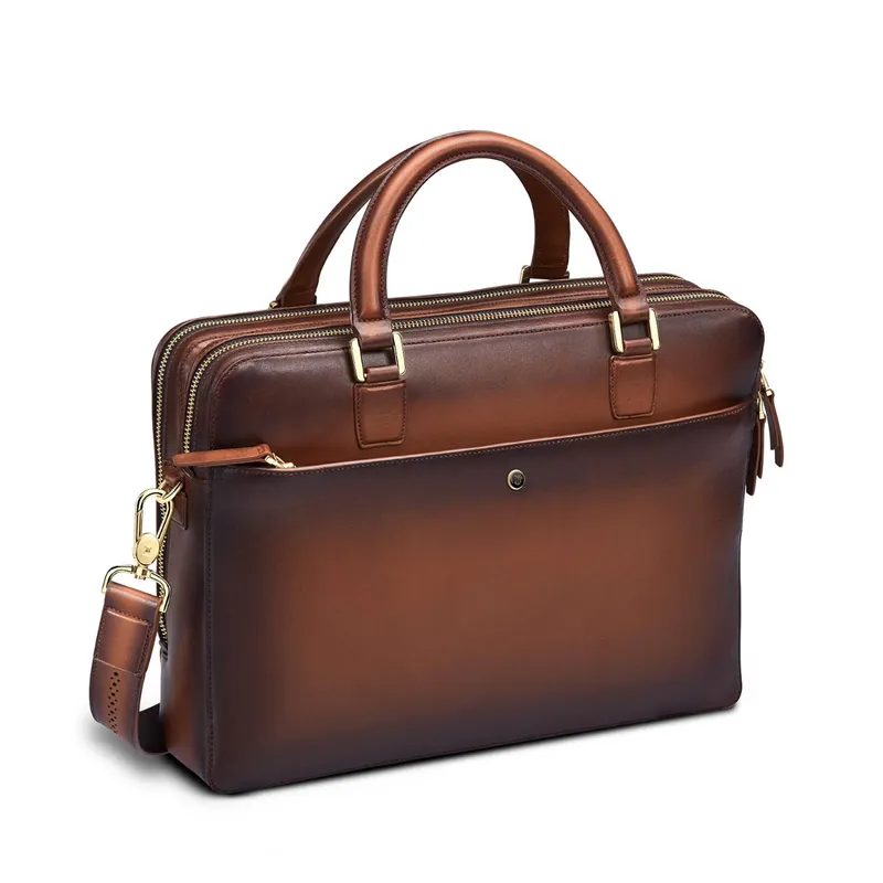 Lapis Bard Ducorium Chester Slim 14Inch Laptop Business Bag Cognac