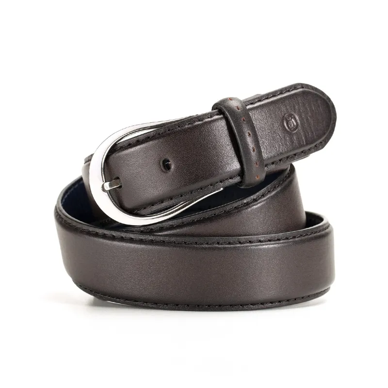 Lapis Bard Sullivan Belt Silver 35mm Buckle with Two tone Leather strap - Charcoal