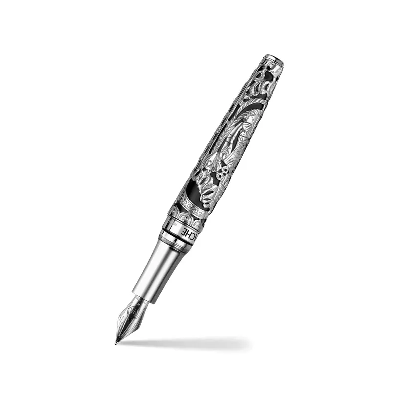 Caran d'Ache Limited Edition Balaji Fountain Pen (18K Medium) - Silver With Black Matte Lacquer