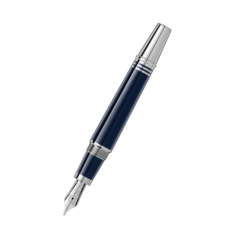 Montblanc John F. Kennedy Medium Fountain Pen - Blue With Platinum Trims