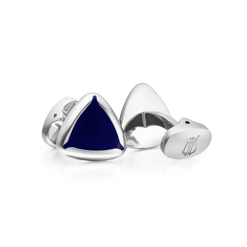 Lapis Bard Avant Garde Shard Stainless Steel Cufflinks with Blue-Enamel Inset