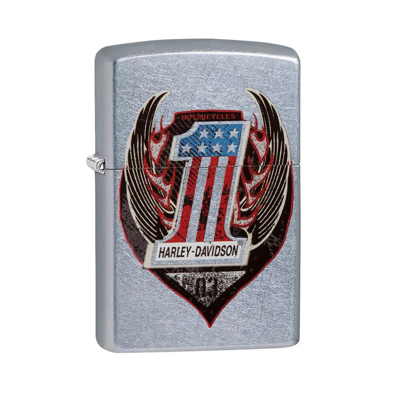 Zippo Lighter 29347 Harley-Davidson Symbol with Wings Chrome