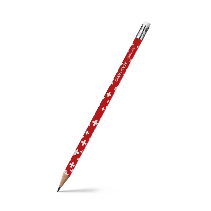 Caran d'Ache 342 Essential Swiss 'HB' Pencil with Eraser Red