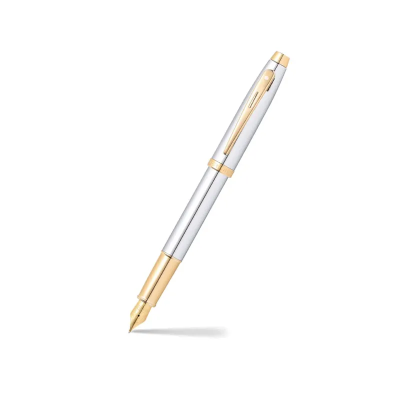 Sheaffer 9340 Gift 100 Fountain Pen Bright Chrome with Gold Tone Trim