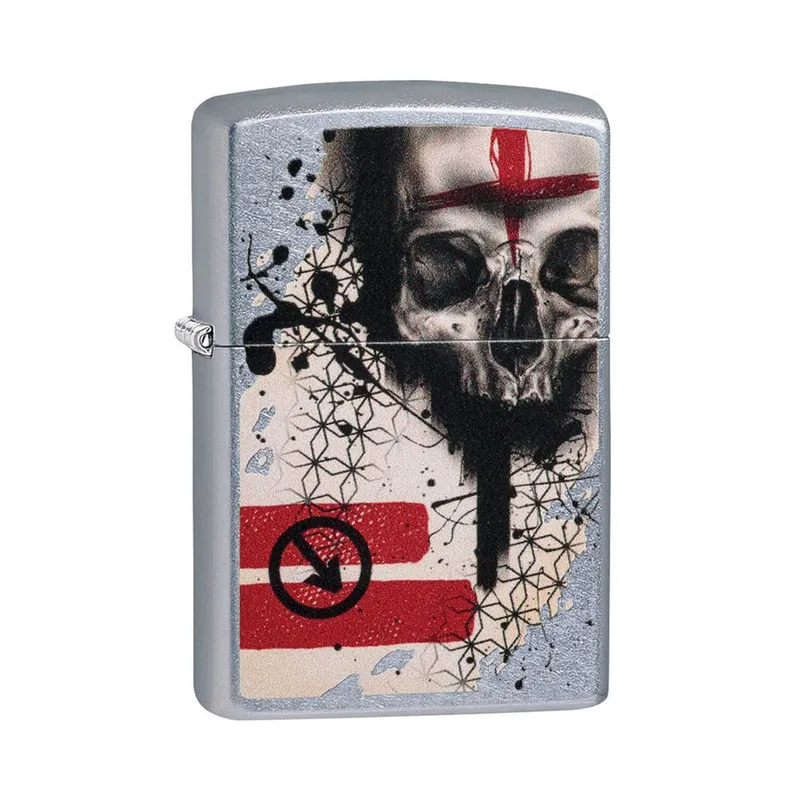 Zippo Lighter 29856 'Trash Polka' Tattoo Skull Chrome