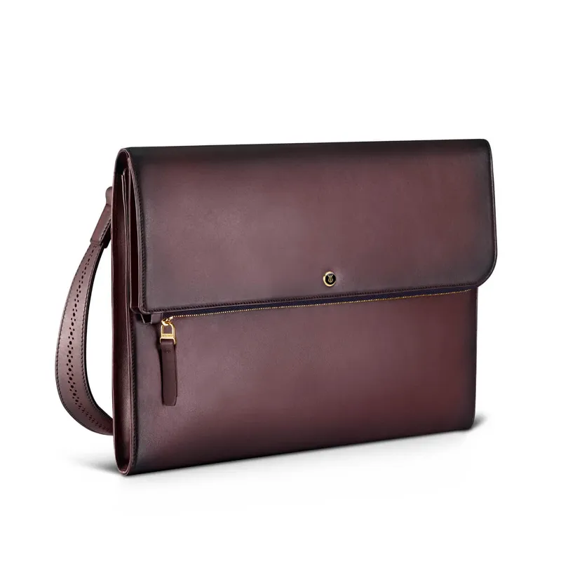 Lapis Bard Ducorium Bexley 13Inch Laptop Sleeve with Shoulder Strap Bordeaux