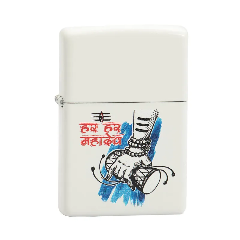 Zippo Lighter Har Har Mahadev Shiva White