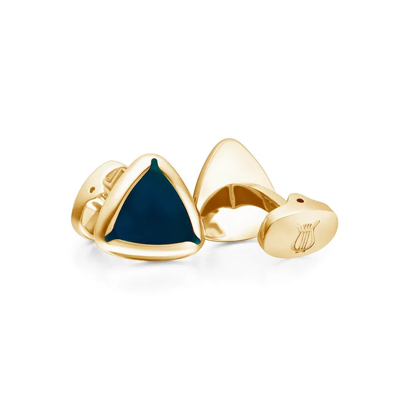 Lapis Bard Avant Garde Shard Gold cufflinks with Blue Enamel Inlay