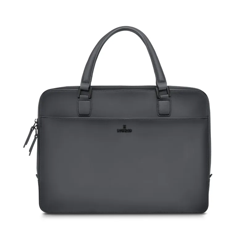 Lapis Bard Ducorium Leather Spencer 14-inch Laptop Briefcase - Graphite