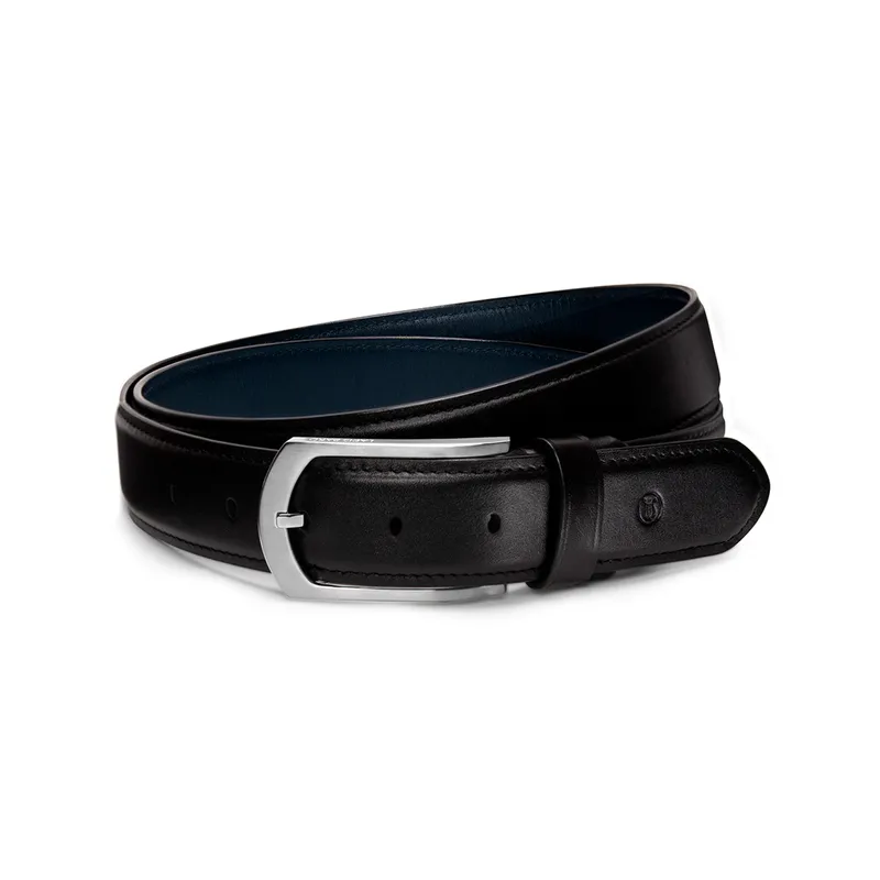 Lapis Bard Southwark Vintage Leather Belt with Skeleton Buckle - Black