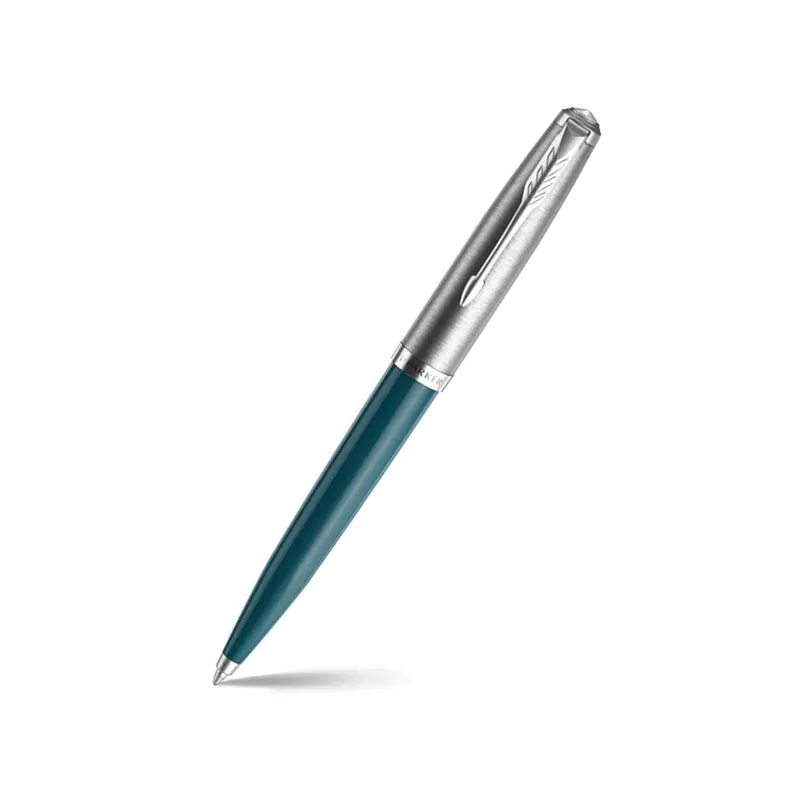 Parker 51 Teal Blue Chrome Trim Ballpoint Pen