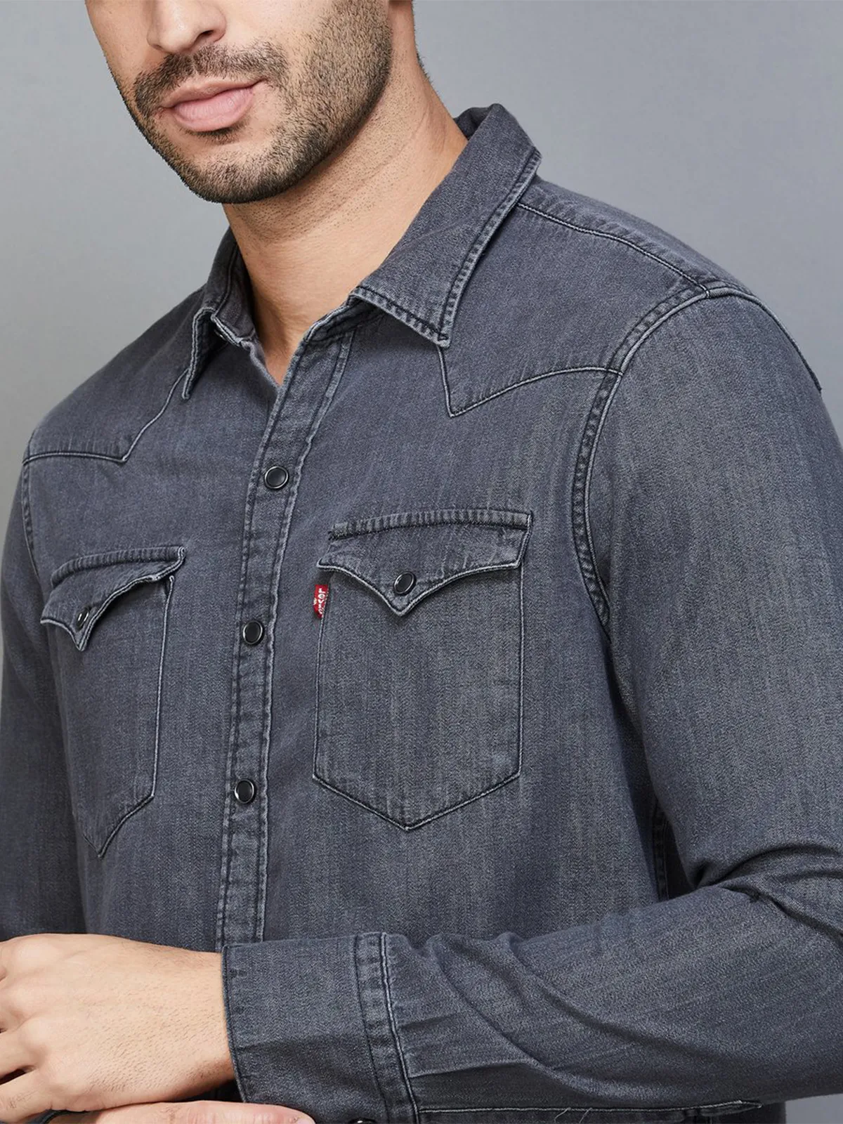 Levi's shops grey denim shirt