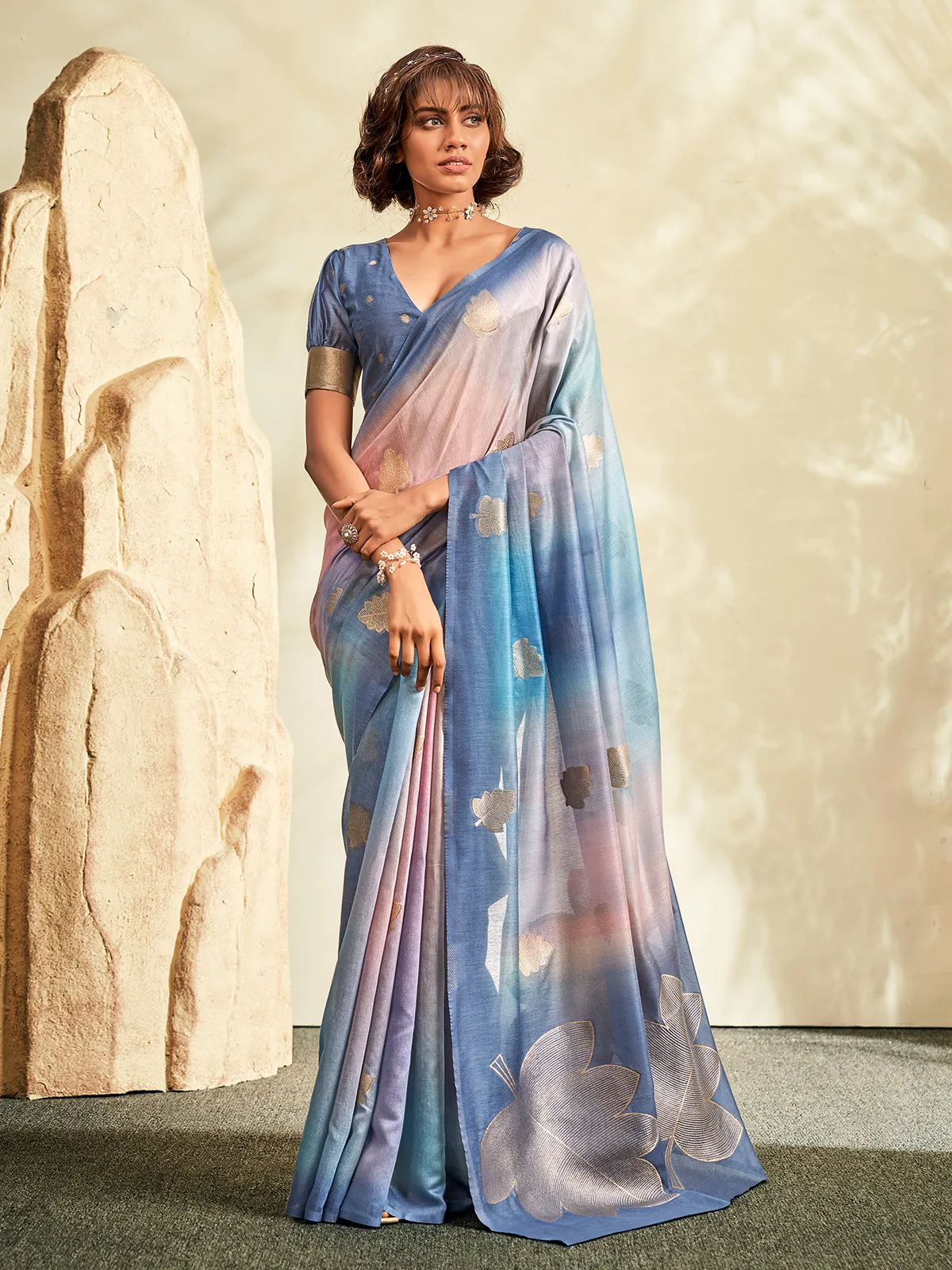 Georgette saree with Beautiful sale khadi print saree