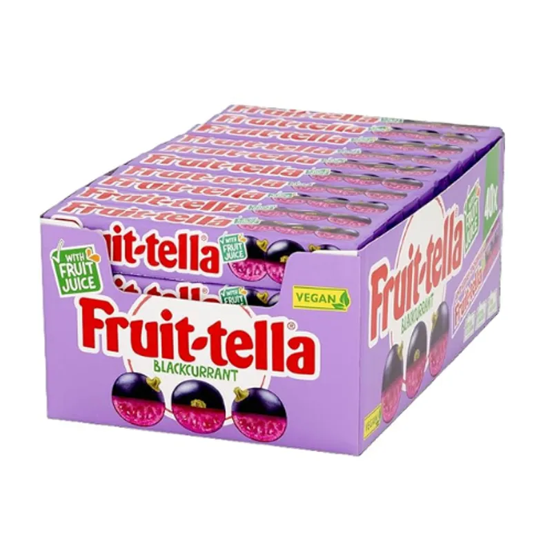 Fruit Tella Black Currant Flavour Sweet Candy 12X20X32.4Gm