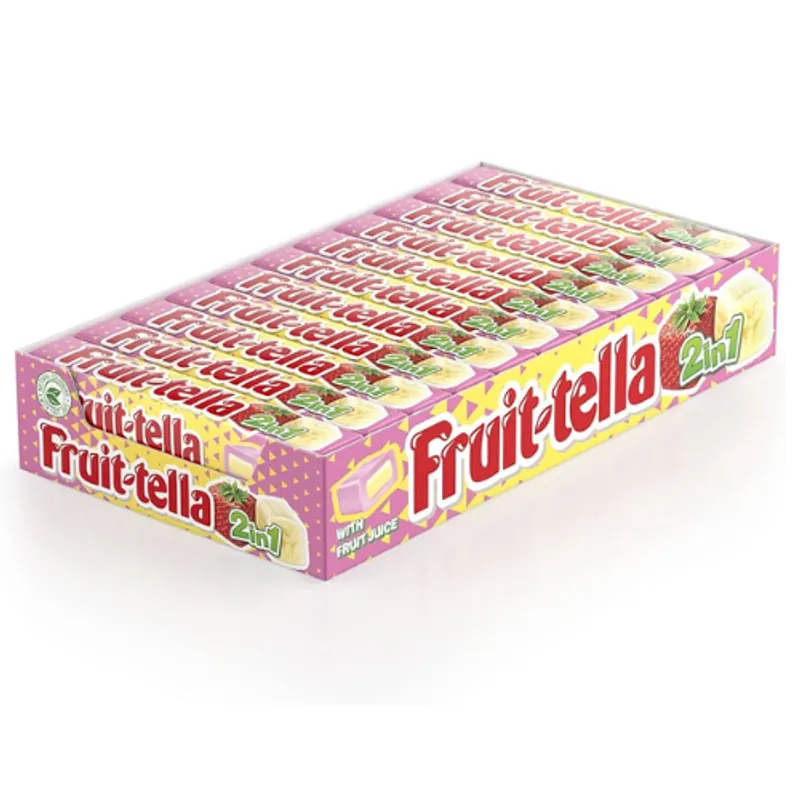 Fruit Tella 2 In 1 Strawberry & Banana Flavour Sweet Candy 12X20X32.4Gm