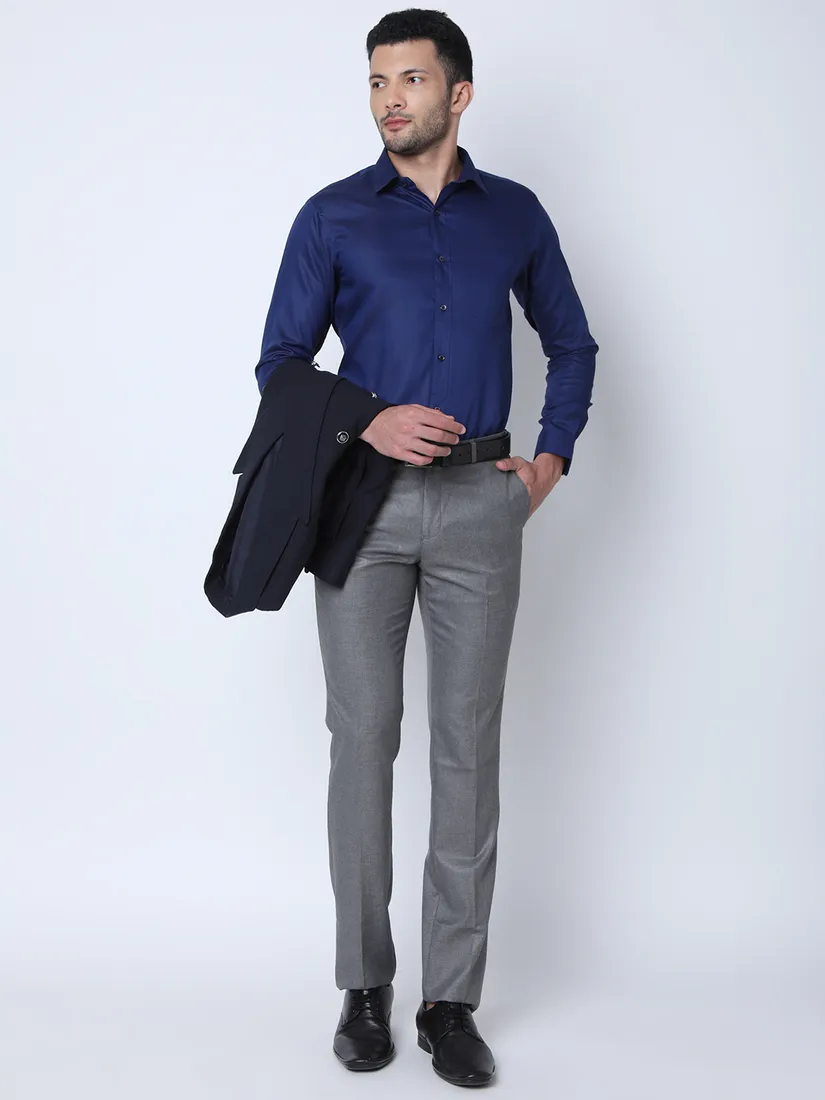 Oxemberg Men Slim Fit Solid Formal Trouser