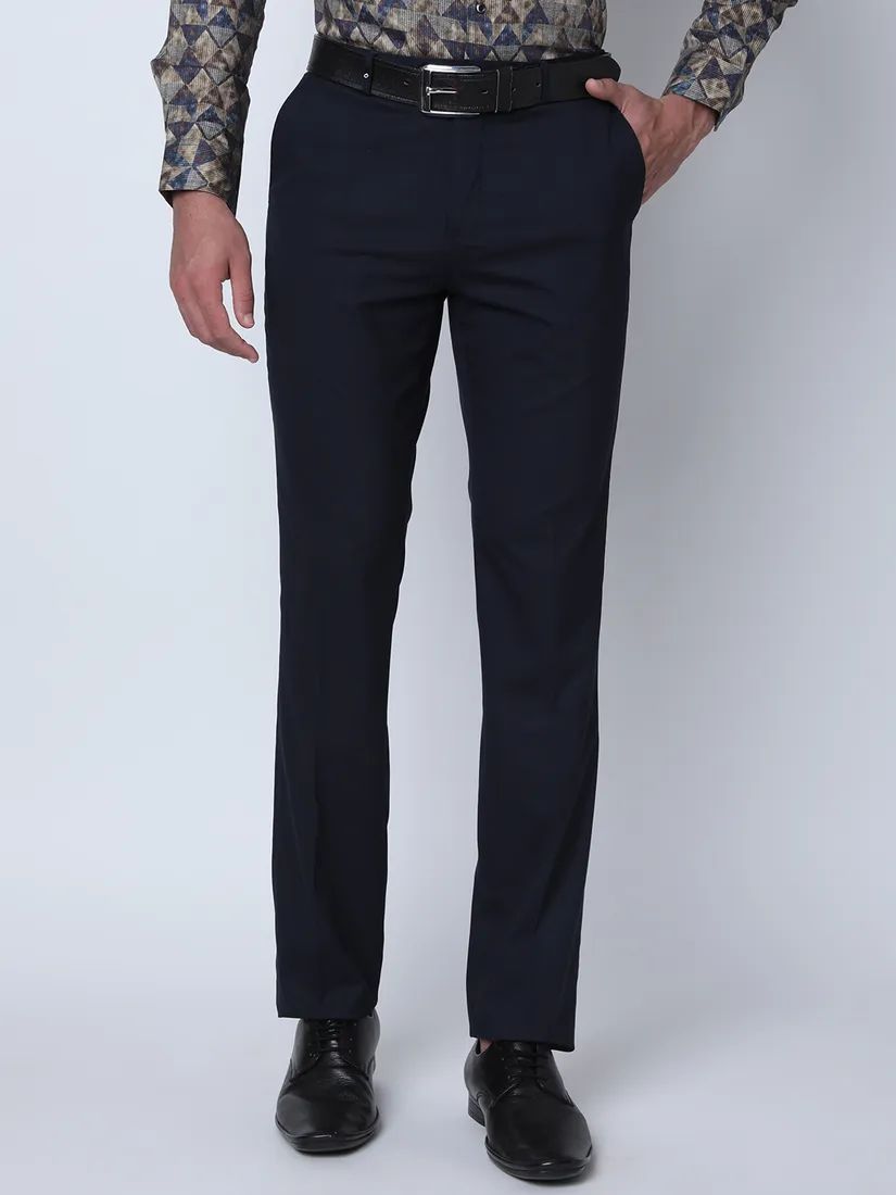 Oxemberg Men Slim Fit Solid Formal Trouser