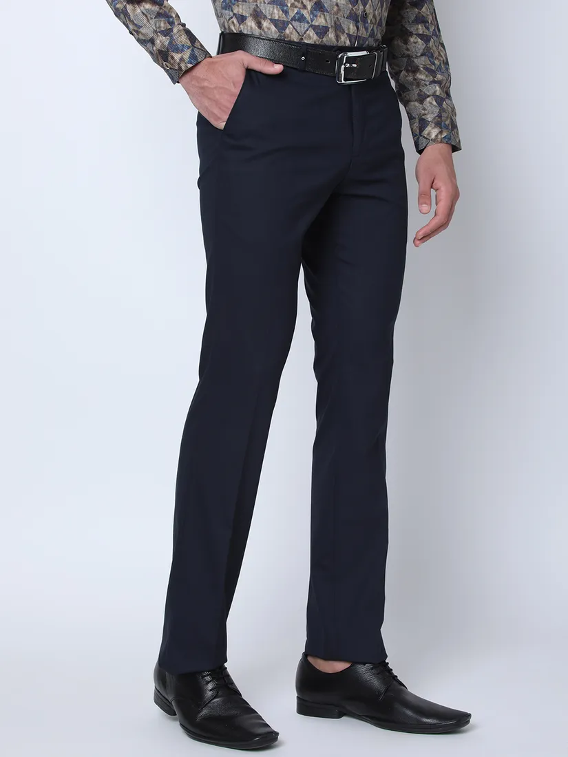 Oxemberg Men Slim Fit Solid Formal Trouser