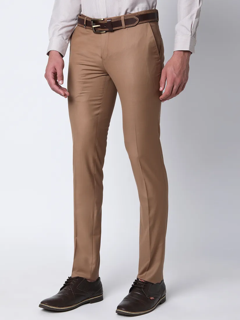 Oxemberg Men Slim Fit Solid Formal Trouser