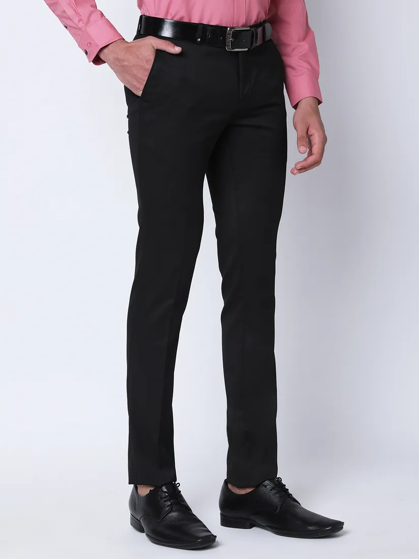 Oxemberg Men Slim Fit Solid Formal Trouser