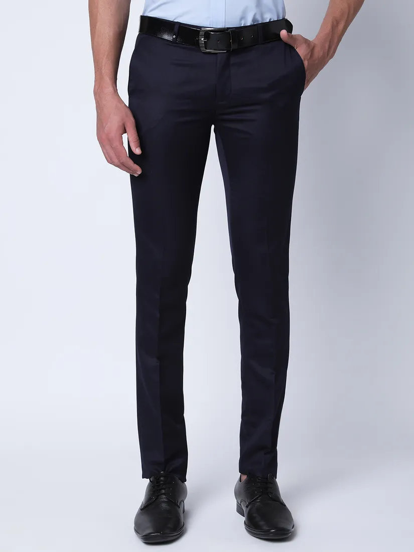 Oxemberg Men Slim Fit Solid Formal Trouser