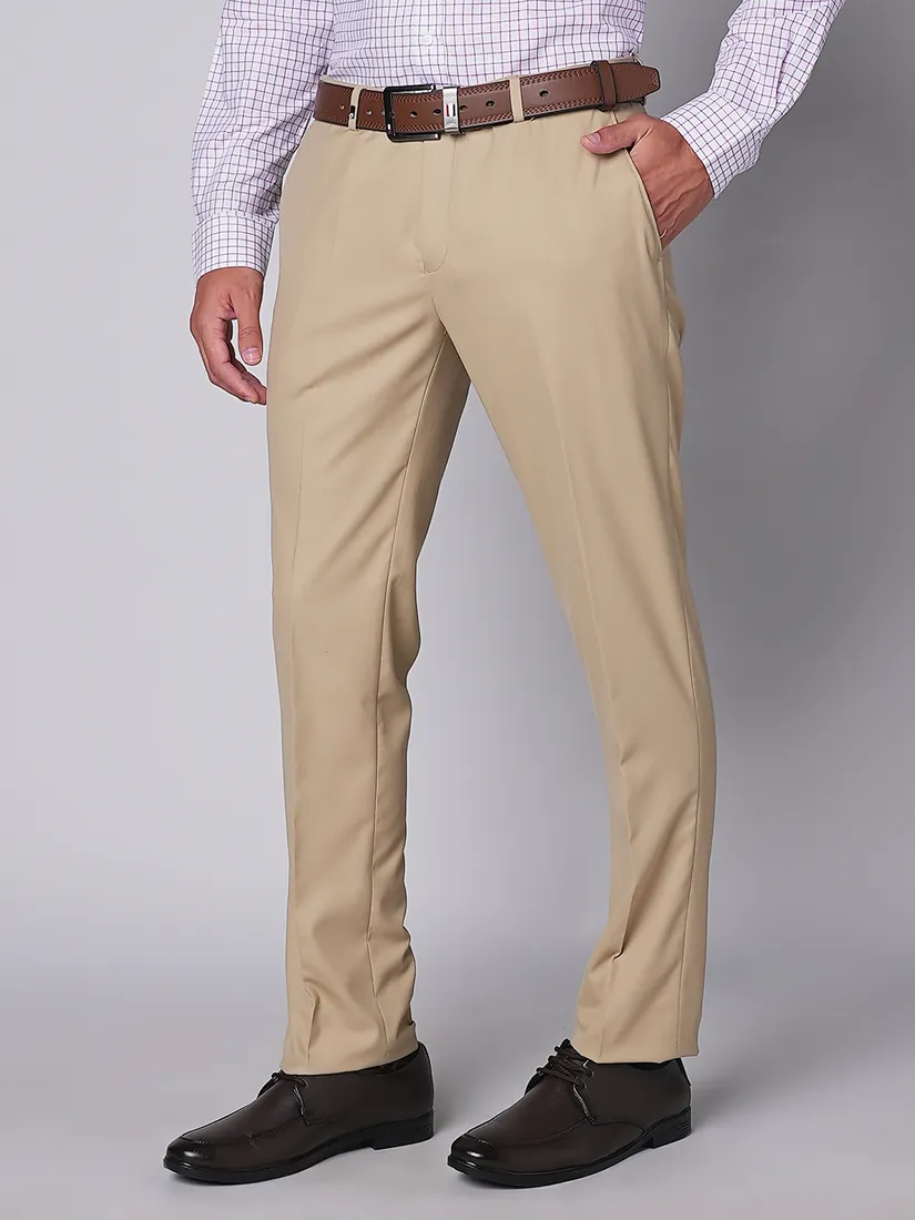 Oxemberg Men Slim Fit Solid Formal Trouser