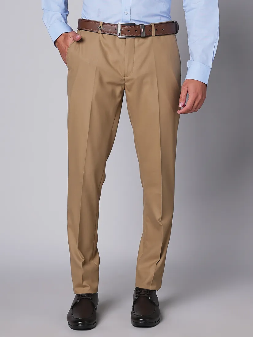 Oxemberg Men Slim Fit Solid Formal Trouser