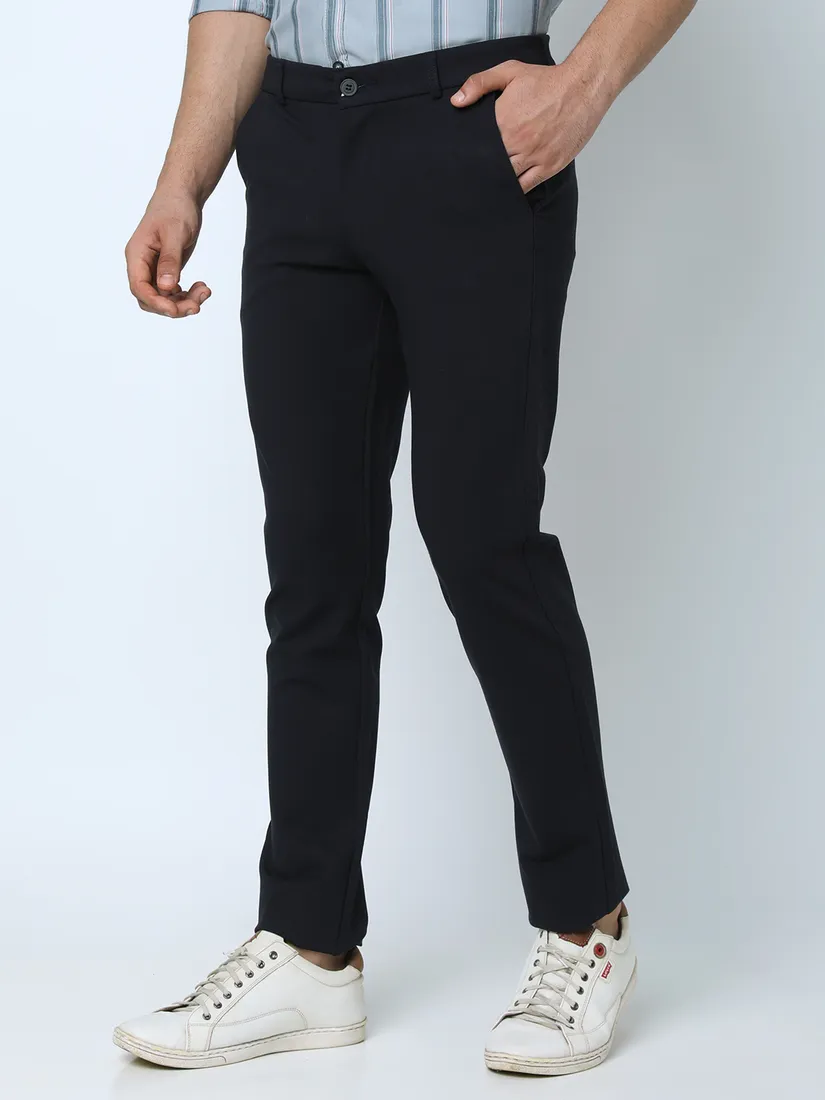 Oxemberg Men Slim Fit Solid Casual Trouser