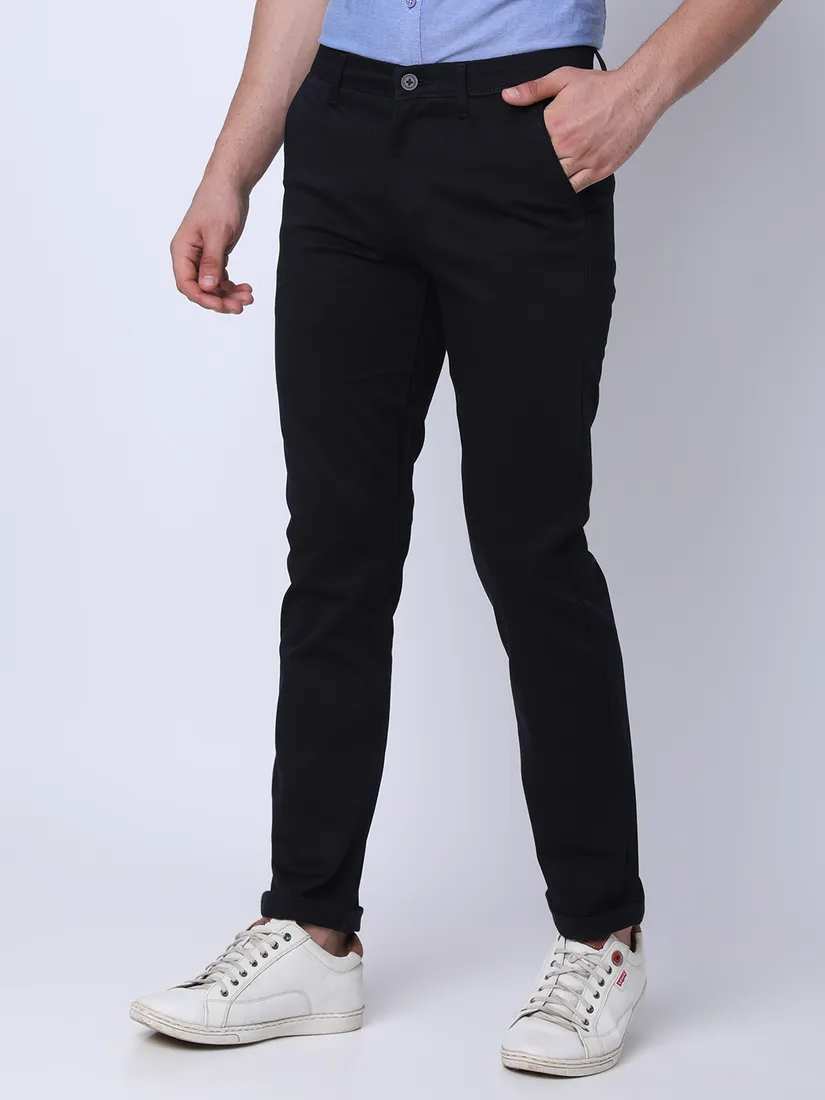 Oxemberg Men Slim Fit Solid Casual Trouser