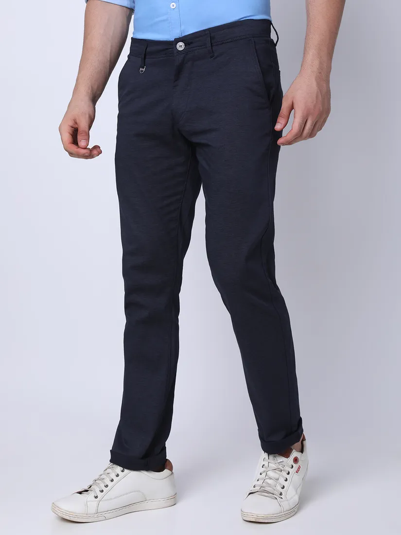 Oxemberg Men Slim Fit Textured Casual Trouser
