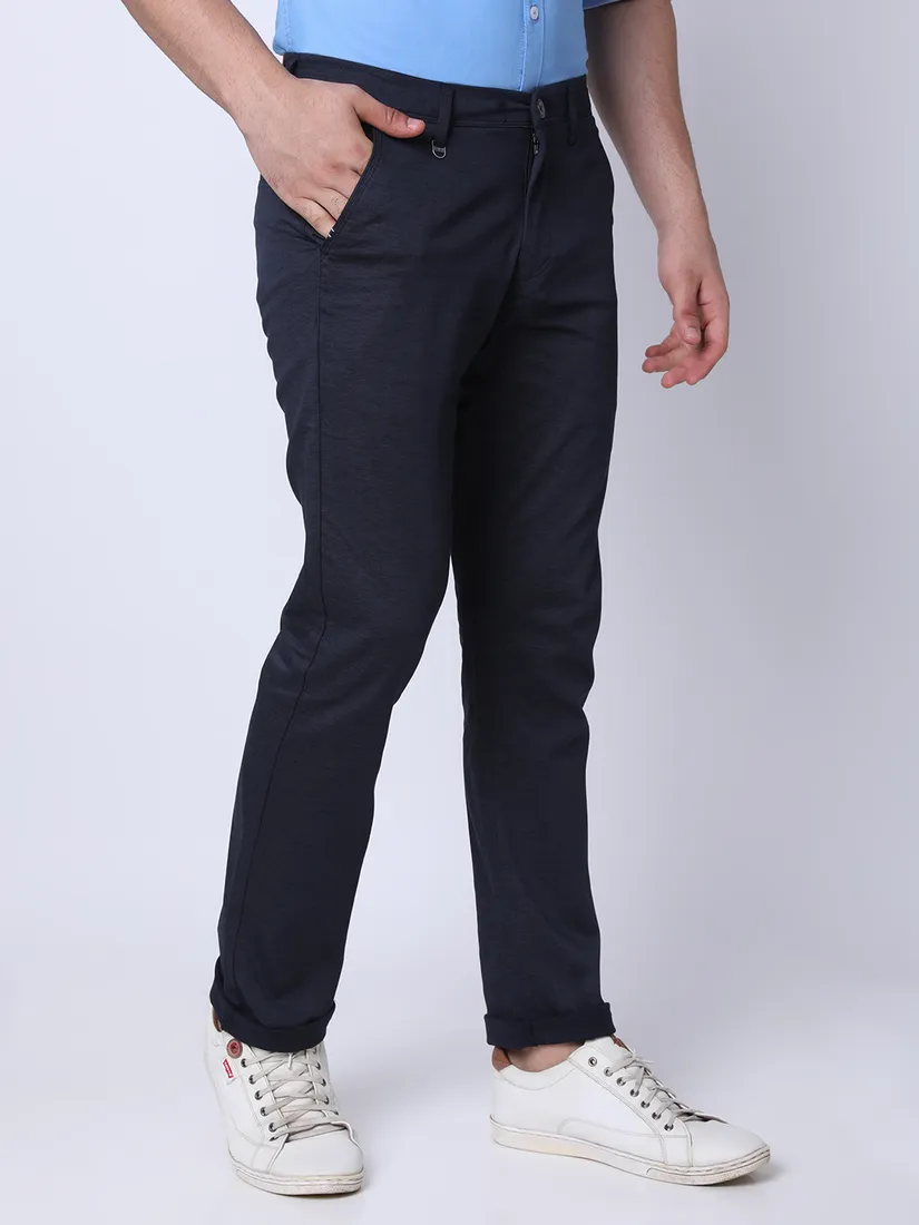 Oxemberg Men Slim Fit Textured Casual Trouser