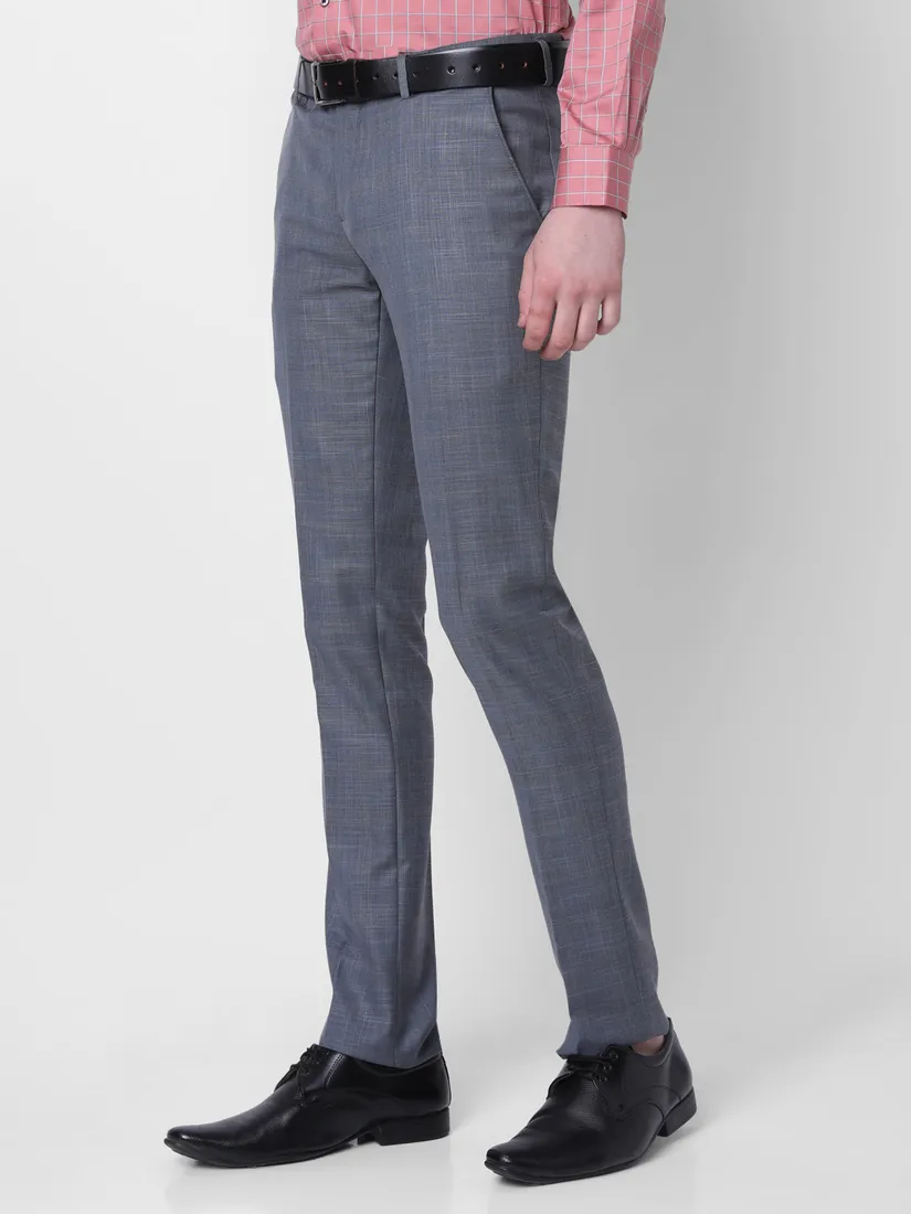 J. Hampstead Men Slim Fit Checks Formal Trouser