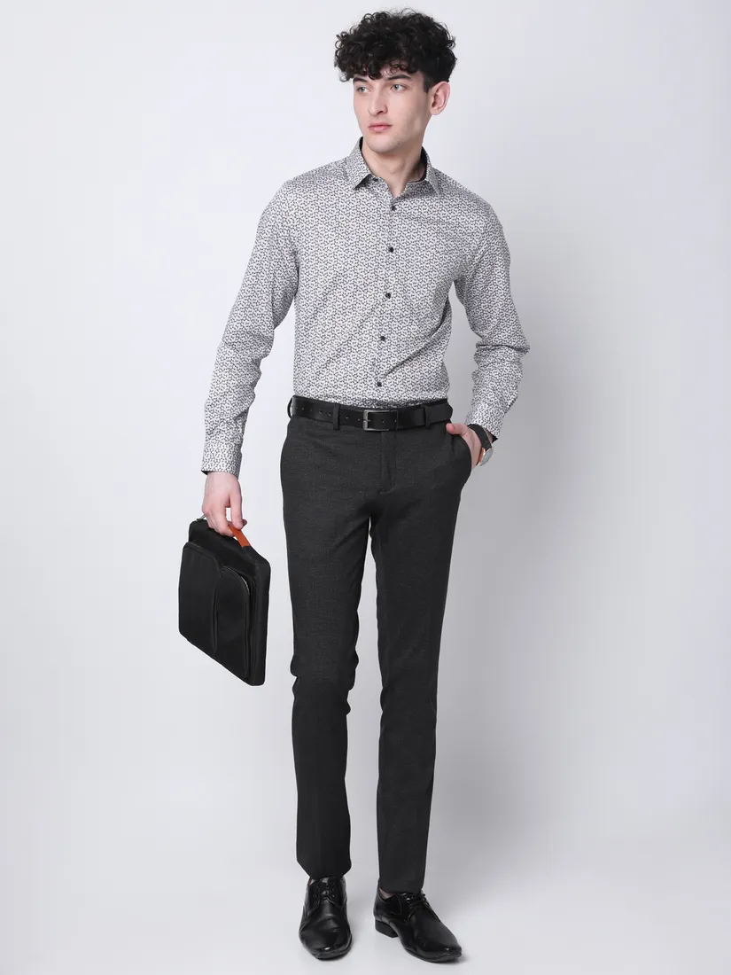 J. Hampstead Men Slim Fit Texture Formal Trouser