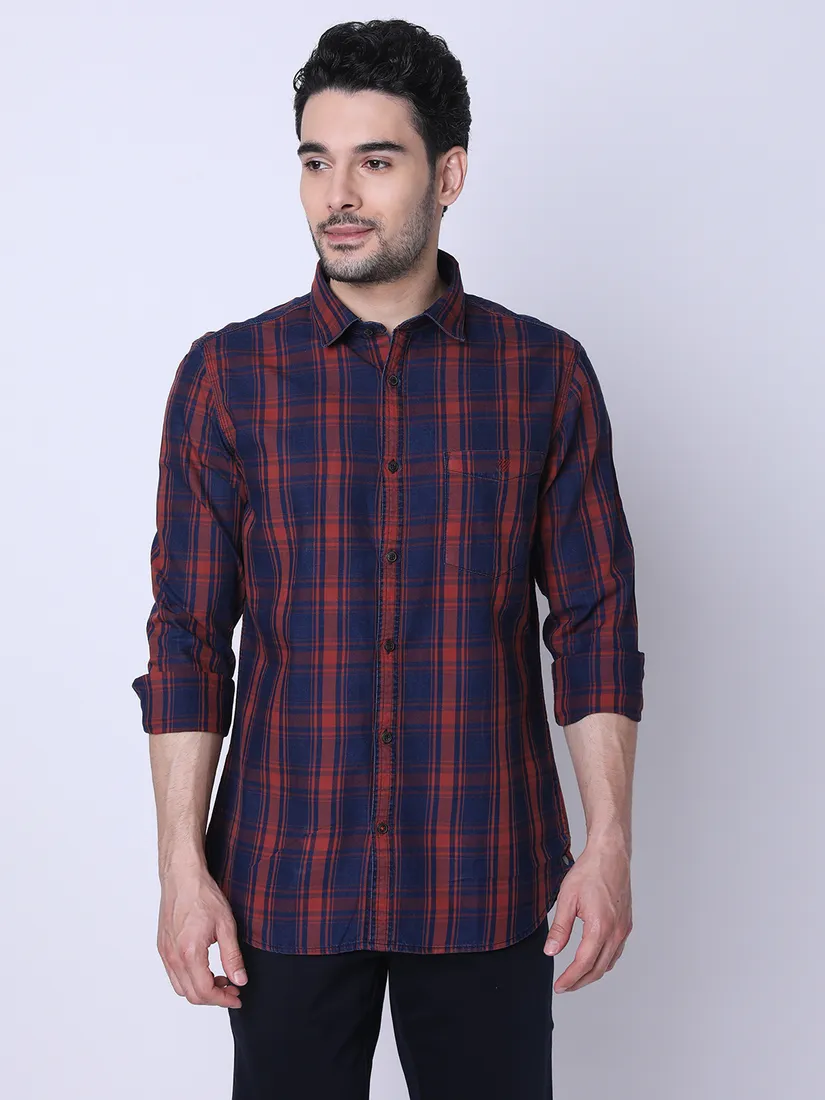 J. Hampstead Men Slim Fit Checkered Casual Shirt