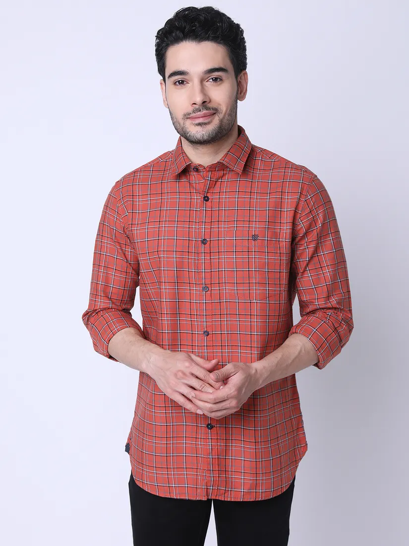 J. Hampstead Men Slim Fit Checkered Casual Shirt