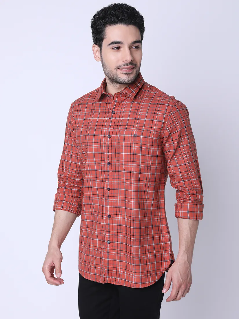 J. Hampstead Men Slim Fit Checkered Casual Shirt