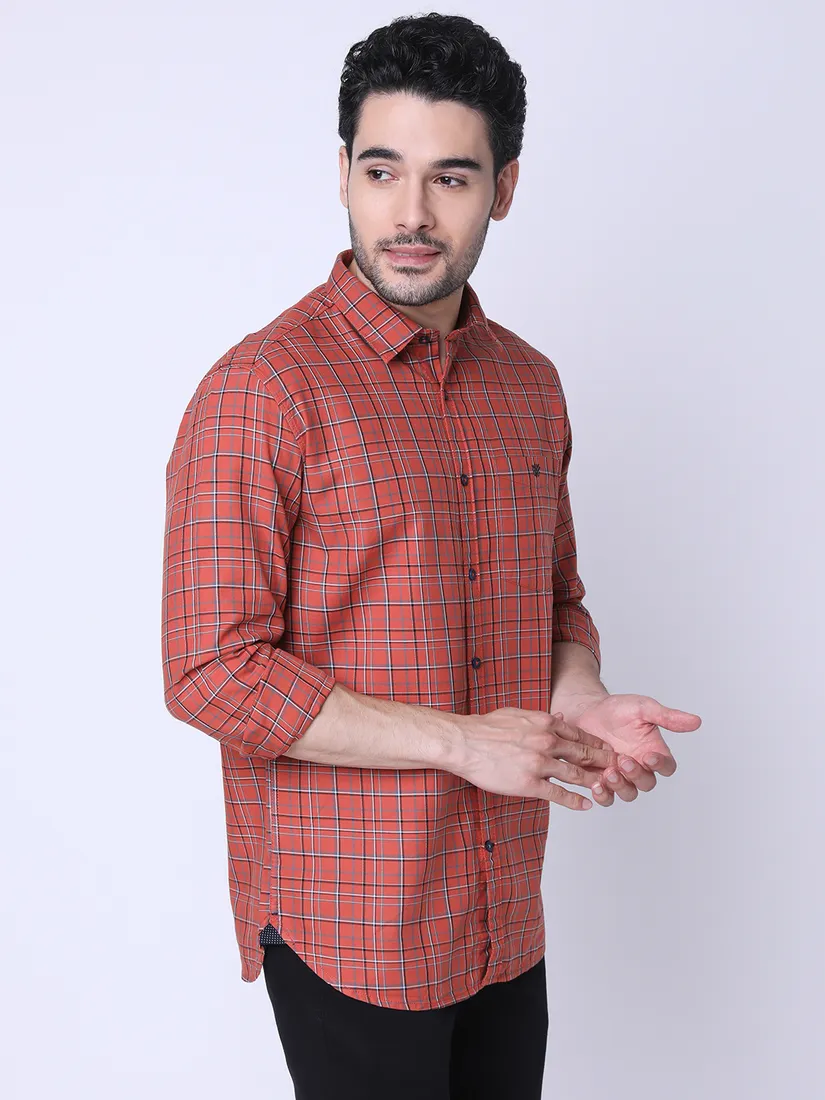 J. Hampstead Men Slim Fit Checkered Casual Shirt