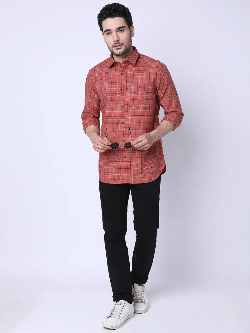 J. Hampstead Men Slim Fit Checkered Casual Shirt