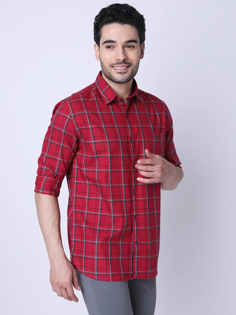 J. Hampstead Men Slim Fit Checkered Casual Shirt