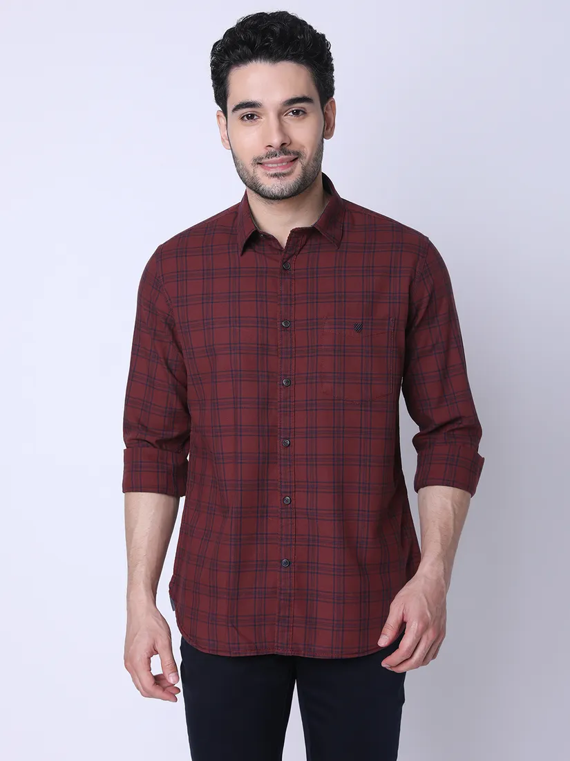 J. Hampstead Men Slim Fit Checkered Casual Shirt