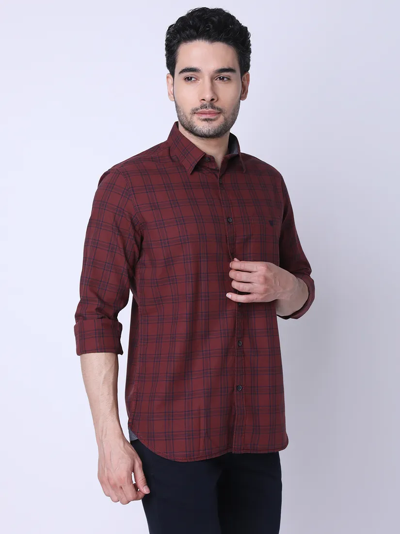 J. Hampstead Men Slim Fit Checkered Casual Shirt