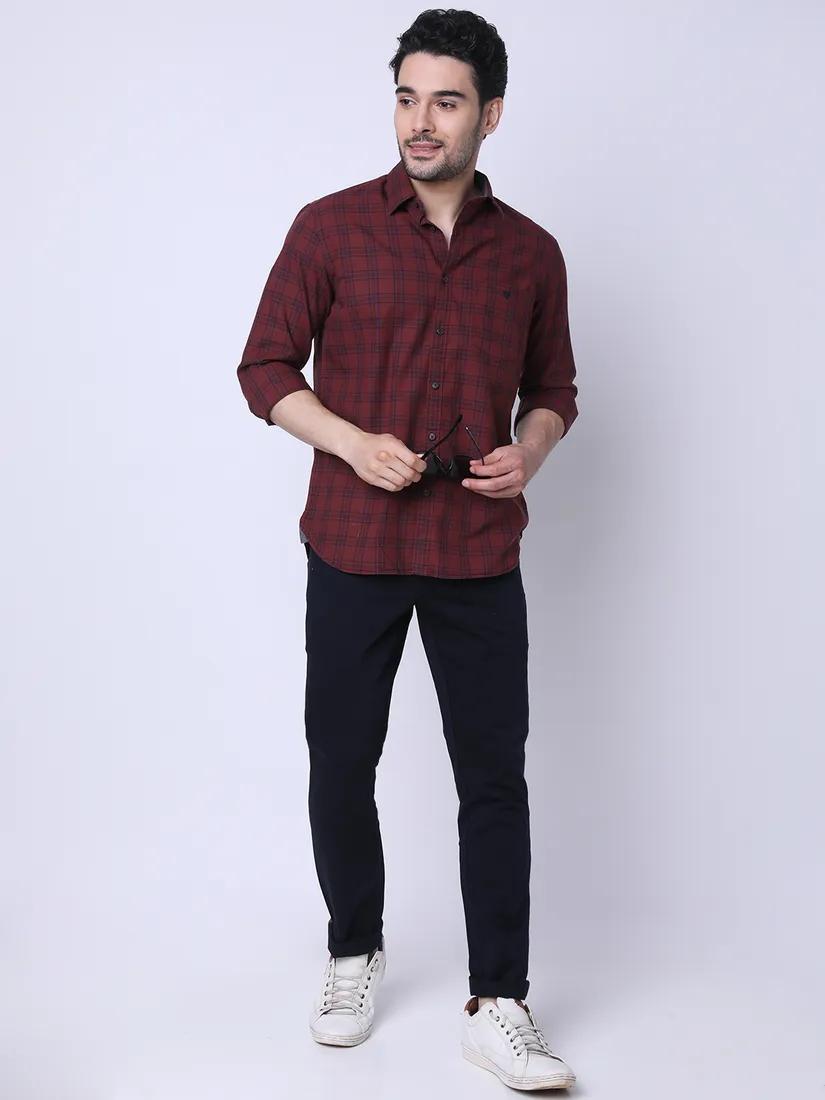 J. Hampstead Men Slim Fit Checkered Casual Shirt