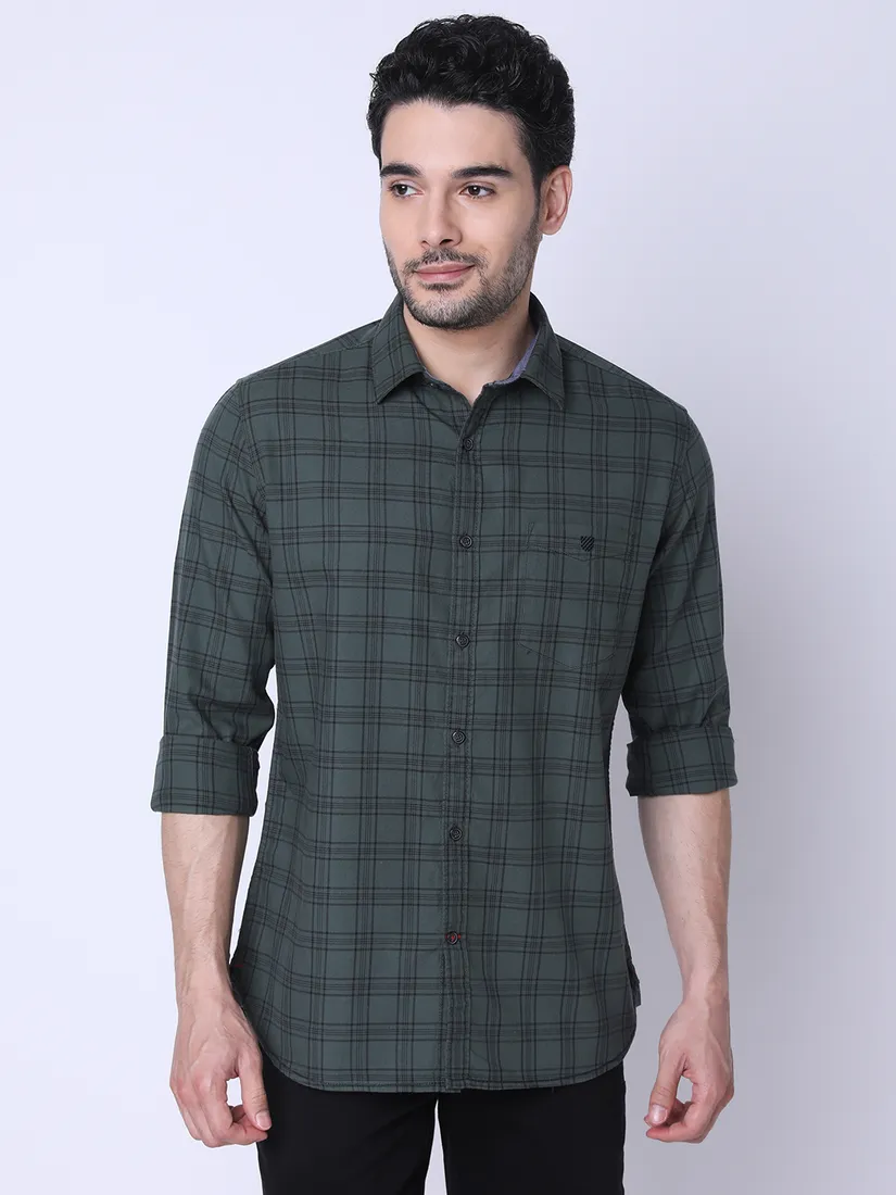 J. Hampstead Men Slim Fit Checkered Casual Shirt